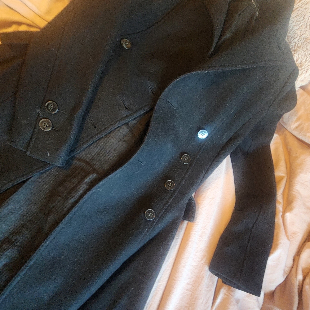 AllSaints Spitalfields Acne Black Wool Coat